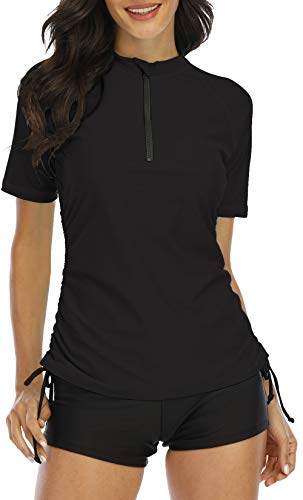 Halcurt Damen Rashguard UV Shirt, Swim Shirt, Kurzarm Badeshirt Badenmode Tankini Halcurt Damen Rashguard UV Shirt, Swim Shirt, Kurzarm Badeshirt Badenmode Tankini von Halcurt