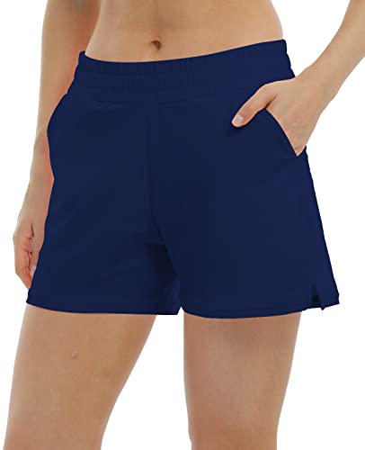 Halcurt Damen Solid Elasticity Swim Boardshorts Pocket Beachwear Unterteile L von Halcurt