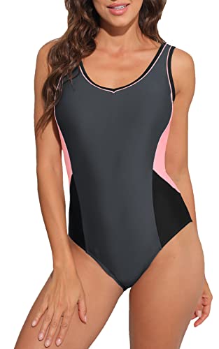 Halcurt Damen Sport Badeanzug Tummy Control Swimmer 1 Piece Badeanzug von Halcurt