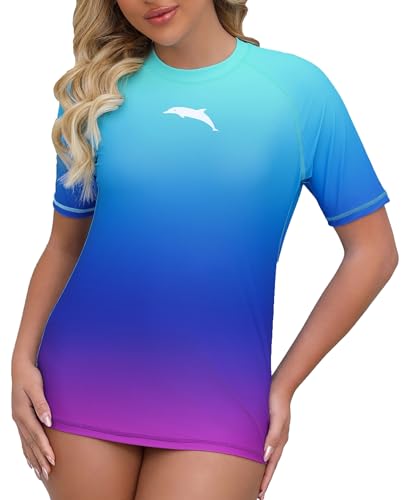 Halcurt Damen UV Shirt Kurzarm Rash Guard UPF 50+ Schwimmshirt Schnell Trocknender Badeshirt M von Halcurt