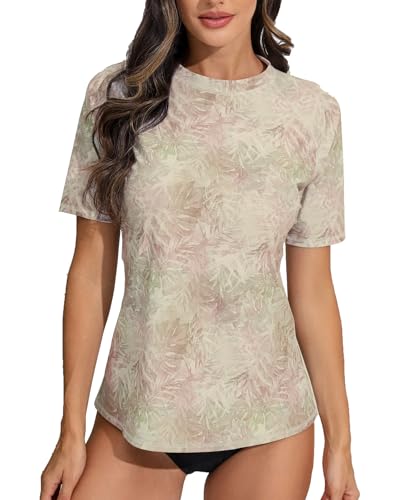 Halcurt Damen UV Shirt Kurzarm Rash Guard UPF 50+ UV Schutz Schwimmshirt Schnell Trocknender Badeshirt Bademode XL Halcurt Damen UV Shirt Kurzarm Rash Guard UPF 50+ UV Schutz Schwimmshirt Schnell Trocknender Badeshirt Bademode XL von Halcurt