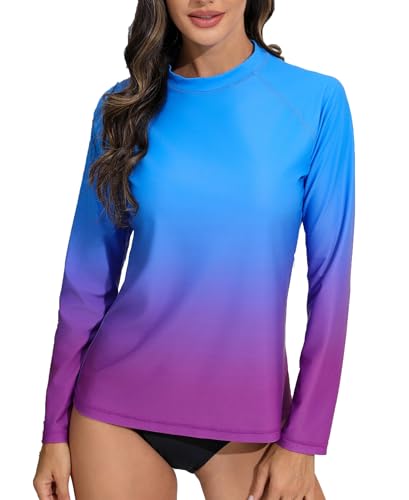 Halcurt Damen UV Shirt Langarm Rash Guard UPF 50+ Sonnenschutz Badeshirt Schnell Trocknender Surf Schwimmshirt XXL von Halcurt