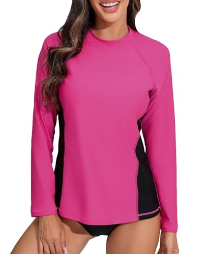 Halcurt Damen UV Shirt Rash Guard Langarm mit BH UPF 50+ Sonnenschutz Badeshirt Bademode Schnell Trocknender Schwimmshirt L von Halcurt