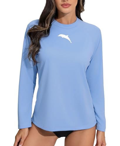 Halcurt UV Shirt Damen Langarm Rash Guard mit BH Badeshirt UV Schutz UPF 50+ Schwimmshirt Schnell Trocknender Bademode Schwimmen XXL von Halcurt