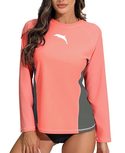 Halcurt UV Shirt Damen Rash Guard Langarm UPF 50+ Sonnenschutz Badeshirt Schnell Trocknender Surf Schwimmshirt M von Halcurt