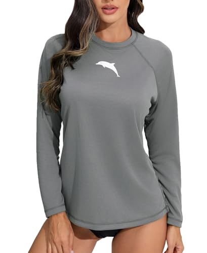 Halcurt UV Shirt Damen Rash Guard Langarm mit BH UPF 50+ Badeshirt UV Schutz Schwimmshirt Schnell Trocknender Bademode Schwimmen L von Halcurt