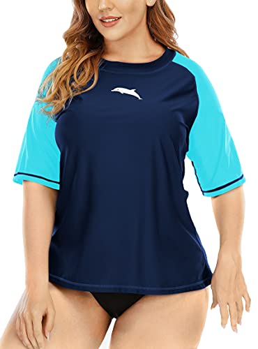 Halcurt UV Shirt Damen Wasser Kurzarm Übergrößen Schwimmshirt 1X von Halcurt