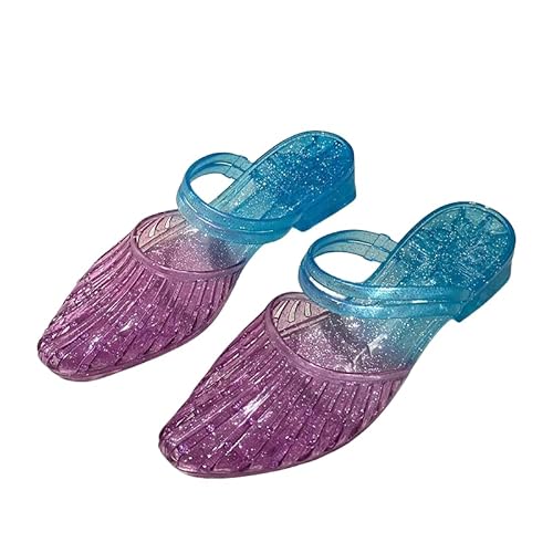 HalcyonFit Damen Casual Slip On Jelly Sandalen Trendy Flip Flops für Sommerurlaub und Strand Spaß Dicker Absatz Kristall Anti-Rutsch Hausschuhe, violett, 36.5 EU von HalcyonFit