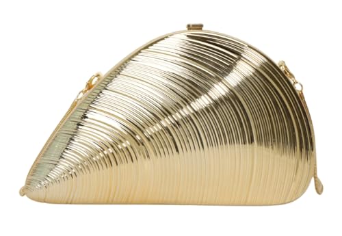 Damen Metallic Abendtasche Muschelförmige Clutch Geldbörsen für Frauen Acryl Geldbörse Unregelmäßige Crossbody Handtasche für Party Hochzeit, Futter - Light Golden, Einheitsgröße von Halemet