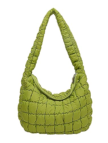 Gesteppte Tragetasche für Frauen Puffer Bag Leichte Polsterung Schultertasche Hobo Bag Satchel Handtasche Cloud Bag mit Reißverschluss 2024, Fruit Green, Einheitsgröße von Halemet