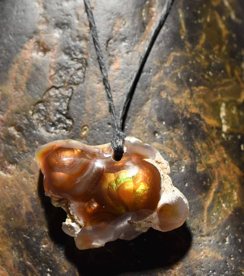 Feuerachat Anhänger Perle Aguascaliente Mexiko Feuerachat Anhänger Perle Aguascaliente Mexiko von Haleslapidary