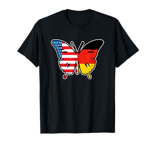 Halb deutsche und amerikanische Deutschland USA Flagge Schmetterling Mädchen T-Shirt Halb deutsche und amerikanische Deutschland USA Flagge Schmetterling Mädchen T-Shirt von Half American And German Butterfly Designs Co.