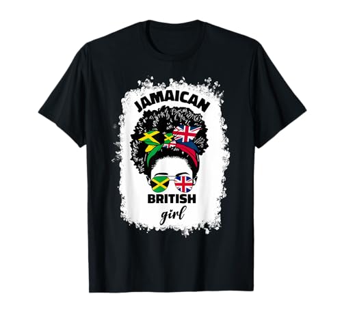 Halbe britische und jamaikanische britische Flagge von Jamaika, Mädchen, Frauen T-Shirt Halbe britische und jamaikanische britische Flagge von Jamaika, Mädchen, Frauen T-Shirt von Half British Half Jamaican Designs Co.