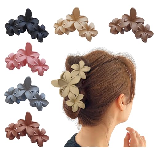 6 Stück Haarklammer Blume Haarspangen Damen Matte Haarspangen Vielseitiger Stil, Blumenform, Geeignet Für Langes Haar, Glattes Haar, Lockiges Haar, Feines Haar, Dickes Haar. von Half Forest