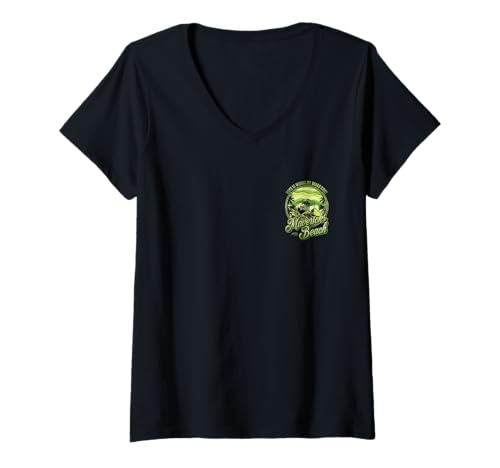 Damen Zu Hause ist mein Brett mit Mavericks Strand surfen T-Shirt mit V-Ausschnitt Damen Zu Hause ist mein Brett mit Mavericks Strand surfen T-Shirt mit V-Ausschnitt von Half Moon Bay California Surfing Vibes Design