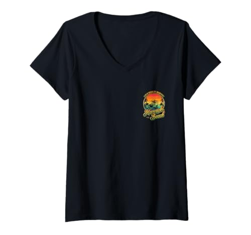Damen Zu Hause ist mein Brett mit Mavericks Strand surfen T-Shirt mit V-Ausschnitt Damen Zu Hause ist mein Brett mit Mavericks Strand surfen T-Shirt mit V-Ausschnitt von Half Moon Bay California Surfing Vibes Design