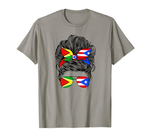 Mädchen mit der Flagge Guyanas und Puerto Ricos, Flagge von Guyana, Mädchen T-Shirt Mädchen mit der Flagge Guyanas und Puerto Ricos, Flagge von Guyana, Mädchen T-Shirt von Half Puerto Rican Half Guyanese Apparel Co.