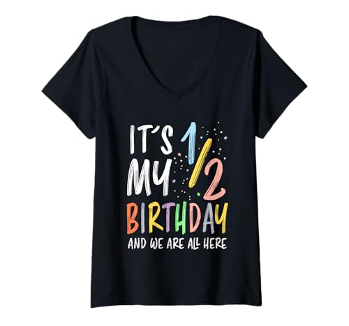 Damen Halbjahres-Geburtstagsfeier Es ist Mein halber Geburtstag T-Shirt mit V-Ausschnitt Damen Halbjahres-Geburtstagsfeier Es ist Mein halber Geburtstag T-Shirt mit V-Ausschnitt von Half Year Birthday Party
