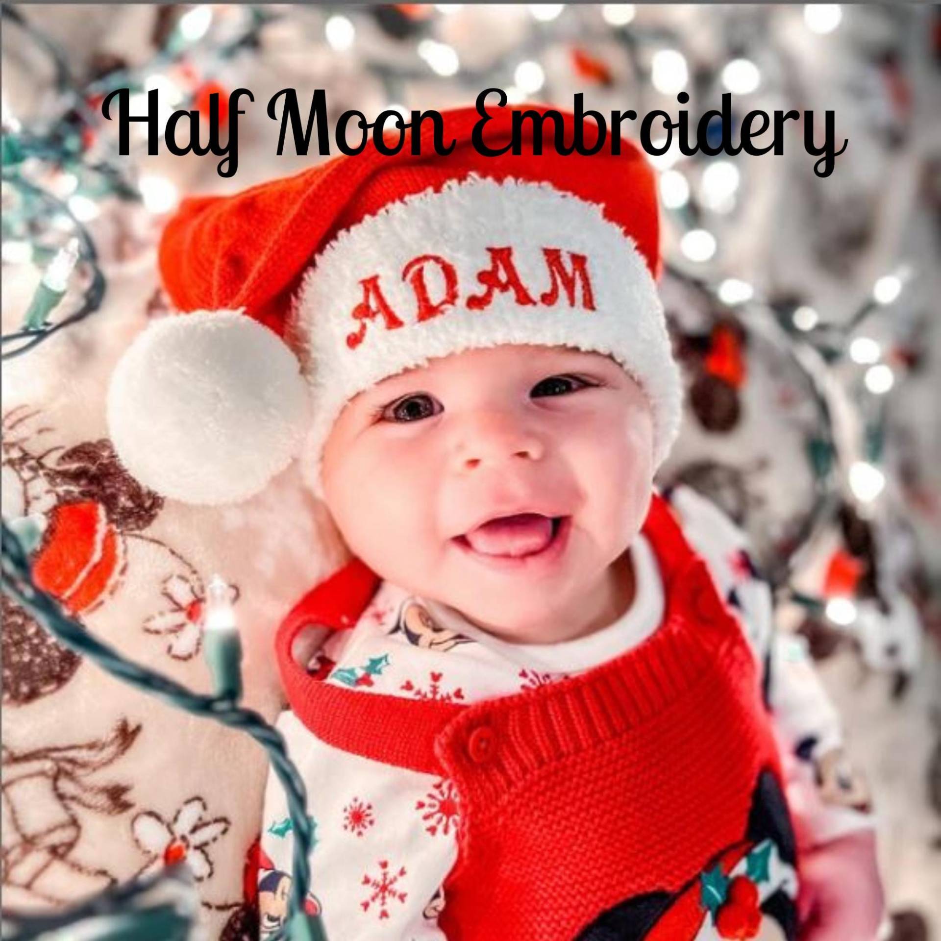 Personalisierte Weihnachtsmütze | Monogramm-Weihnachtsmütze Baby-Weihnachtsmütze Erwachsener Kindermütze Mit Weihnachtsmannmütze Personalisierte Weihnachtsmütze | Monogramm-Weihnachtsmütze Baby-Weihnachtsmütze Erwachsener Kindermütze Mit Weihnachtsmannmütze von HalfMoonEmbroidery