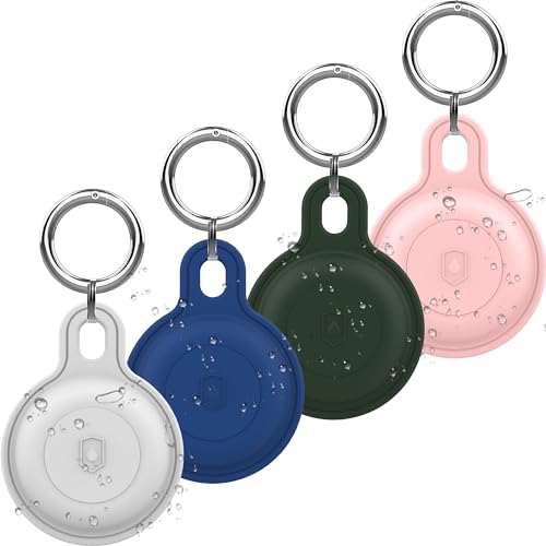 HalfYue 【4 Pack】 Airtag Anhänger, Kompatibel mit Apple AirTag-Findern, Wasserdichte AirTag Hülle für GPS, Kinder, Ältere, Haustiere, Rucksäcke, Mehrere Farben von HalfYue