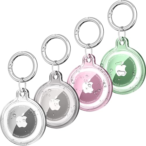 HalfYue 【4 Pack】 Airtag Anhänger, Kompatibel mit Apple AirTag-Findern, Wasserdichte Schlüsselanhänger AirTag für GPS, Kinder, Ältere, Haustiere, Rucksäcke, Mehrere Farben von HalfYue