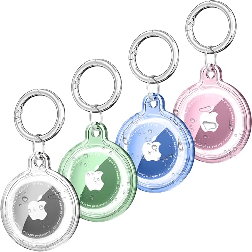 HalfYue 【4 Pack】 Airtag Anhänger, Kompatibel mit Apple AirTag-Findern, Wasserdichte Schlüsselanhänger AirTag für GPS, Kinder, Ältere, Haustiere, Rucksäcke, Mehrere Farben von HalfYue