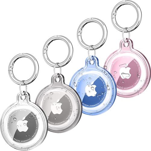 HalfYue 【4 Pack】 Airtag Anhänger, Kompatibel mit Apple AirTag-Findern, Wasserdichte Schlüsselanhänger AirTag für GPS, Kinder, Ältere, Haustiere, Rucksäcke, Mehrere Farben von HalfYue