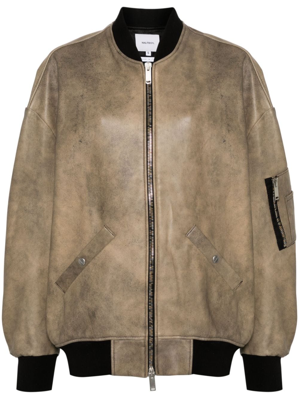 Halfboy Bomberjacke aus Leder - Nude von Halfboy