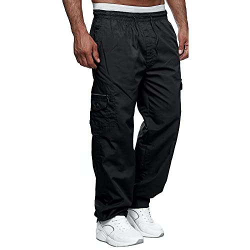 Cargo-Jogginghose für Herren, leger, Sport, Kordelzug, dünne Jogginghose, Schwarz , 36-41 von Halfword