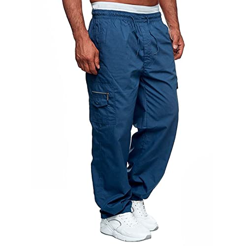 Cargo-Jogginghose für Herren, leger, Sport, Kordelzug, dünne Jogginghose, blau, 31-35 von Halfword