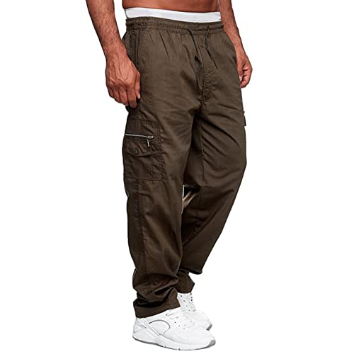 Cargo-Jogginghose für Herren, leger, Sport, Kordelzug, dünne Jogginghose, braun, 34-37 von Halfword