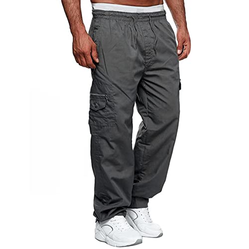 Cargo-Jogginghose für Herren, leger, Sport, Kordelzug, dünne Jogginghose, grau, 58 von Halfword