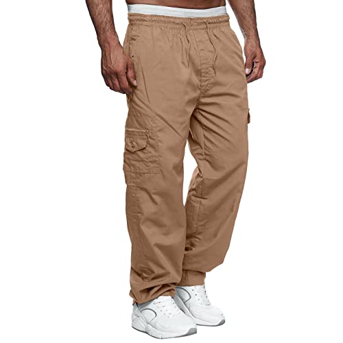 Cargo-Jogginghose für Herren, leger, Sport, Kordelzug, dünne Jogginghose, khaki, 56 von Halfword