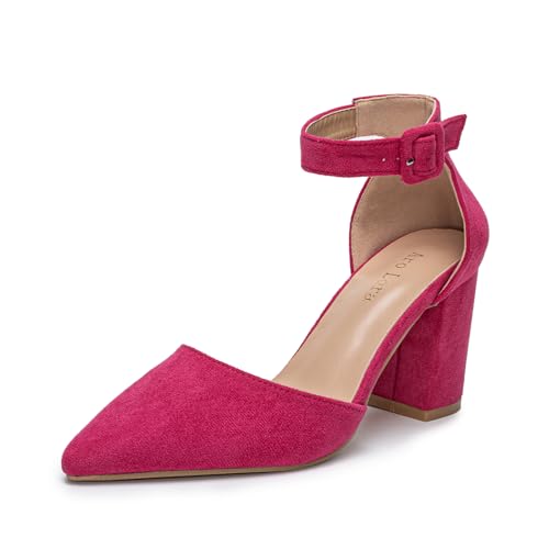 Daman Pumps Strappy Pumps Comfortable Chunky Heels Sandals with Block Heel Slingback Pumps Rosa 38 von Halfword