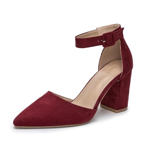 Daman Pumps Strappy Pumps Comfortable Chunky Heels Sandals with Block Heel Slingback Pumps Rot 38 von Halfword