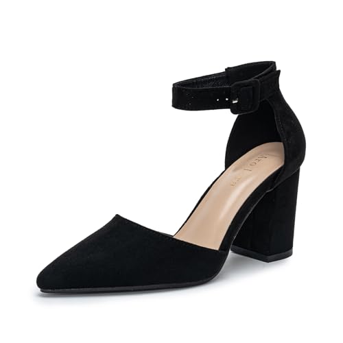 Daman Pumps Strappy Pumps Comfortable Chunky Heels Sandals with Block Heel Slingback Pumps Schwarz 37 von Halfword