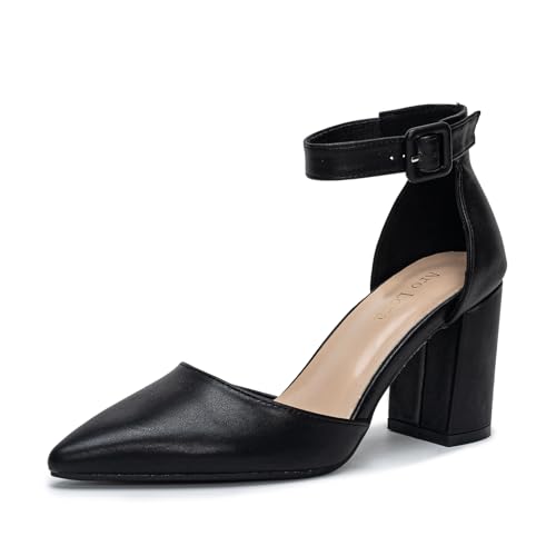 Daman Pumps Strappy Pumps Comfortable Chunky Heels Sandals with Block Heel Slingback Pumps Schwarz PU 42 von Halfword