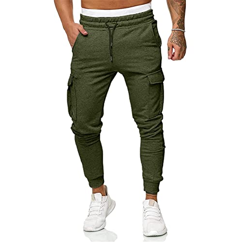 Halfword Herren-Cargo-Jogginghose, leger, schmale Passform, dünn, S-2XL, grün, 27-32 von Halfword