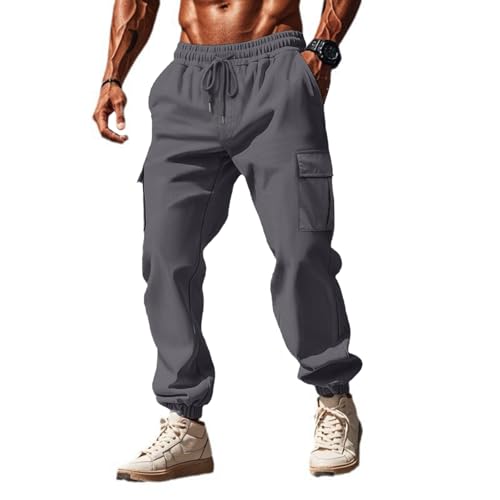 Halfword Herren Chino Cargo Hose Joggers Baggy Slim Fit Sweatpants Sport Trainingsanzug Bottoms Casual Jogging Bottoms Dunkelgrau L von Halfword