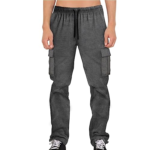 Halfword Herren Fleece-Hose Jogger Cargo Sweatpants Casual Gym Loose Jogginghose, dunkelgrau, 34-37 von Halfword