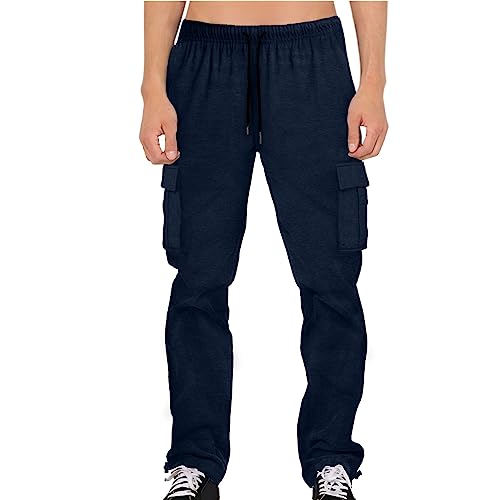 Halfword Herren Fleece-Hose Jogger Cargo Sweatpants Casual Gym Loose Jogginghose, navy, 31-35 von Halfword