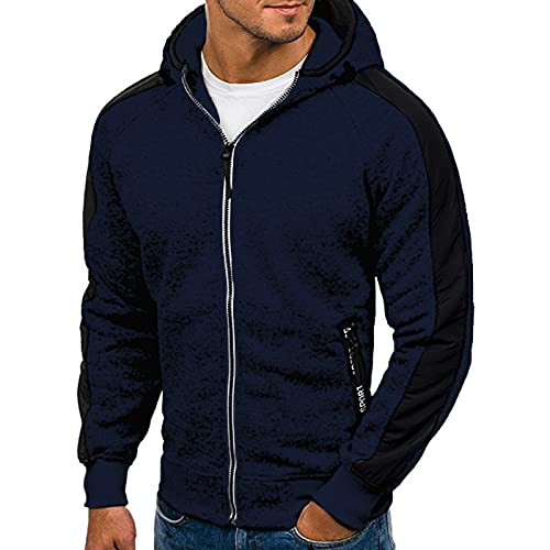 Halfword Herren-Kapuzenpullover mit Reißverschluss, Fleece, langärmelig, lässig, Gr. M-3XL, navy, XXXL von Halfword