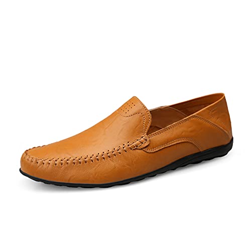 Halfword Herren Klassische Mokassins Lederschuhe Loafers Schuhe zum Autofahren modische Schlupfschuhe Gelb 44 EU von Halfword