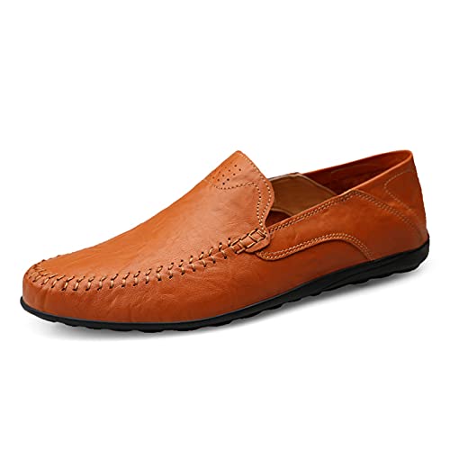 Halfword Herren Klassische Mokassins Lederschuhe Loafers Schuhe zum Autofahren modische Schlupfschuhe Rotbraun 39 EU von Halfword