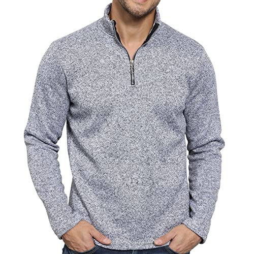 Halfword Herren Pullover Reißverschluss Fleece Cardigans Casual Langarm Sweatshirt Leichter Pullover S-3XL, grau, Large von Halfword