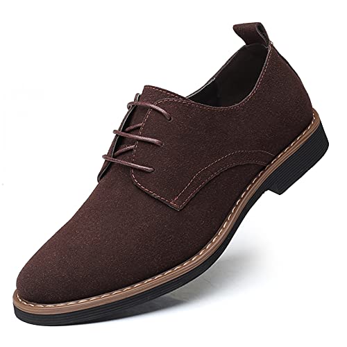 Halfword Herren Wildleder Leder Oxford Schuhe Klassische Schnürschuhe Business Freizeitschuhe Braun 44 von Halfword