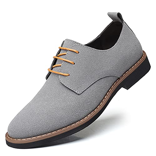 Halfword Herren Wildleder Leder Oxford Schuhe Klassische Schnürschuhe Business Freizeitschuhe Grau 48 von Halfword