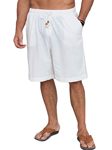 Halfword Kurz Leinenhose Herren Sommer Shorts Kordelzug Strand Freizeithose Leichte Urlaub Weiß XL von Halfword