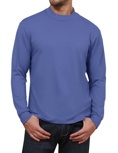 Halfword Langarmshirt Herren Stehkragen Thermo-T-Shirt Halber Rollkragen Thermooberteile Unterwäsche Freizeit Winter Blau L von Halfword