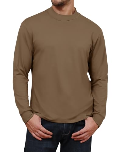 Halfword Langarmshirt Herren Stehkragen Thermo-T-Shirt Halber Rollkragen Thermooberteile Unterwäsche Freizeit Winter Braun XXL von Halfword